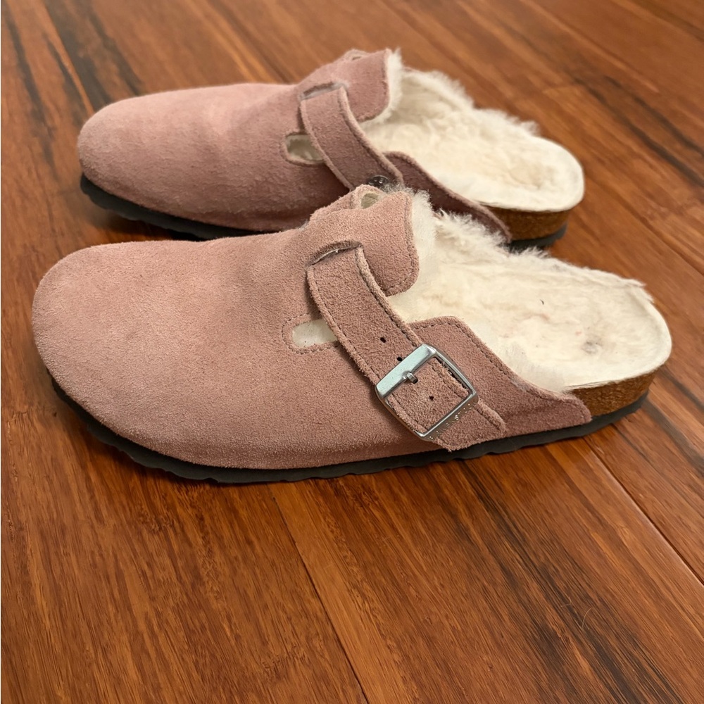 Birkenstock Boston Shearling Suede Slip-On Shoes